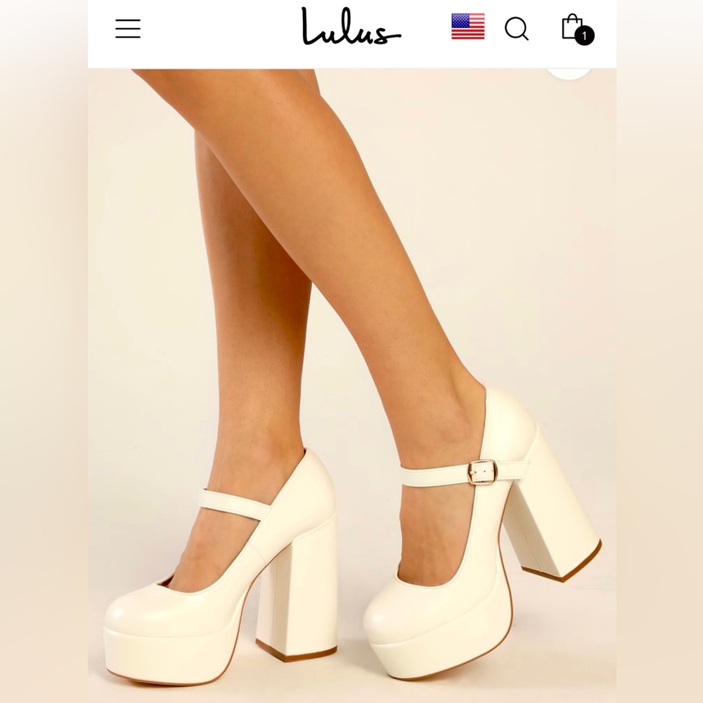 Frona White Platform Mary Jane Pumps